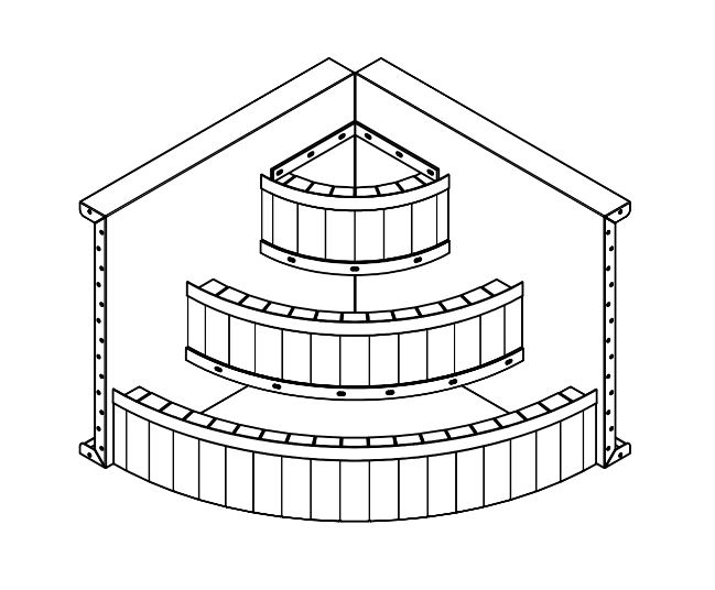 6" Radius Steel Wedding Cake Corner Step 42" (4' x 4')